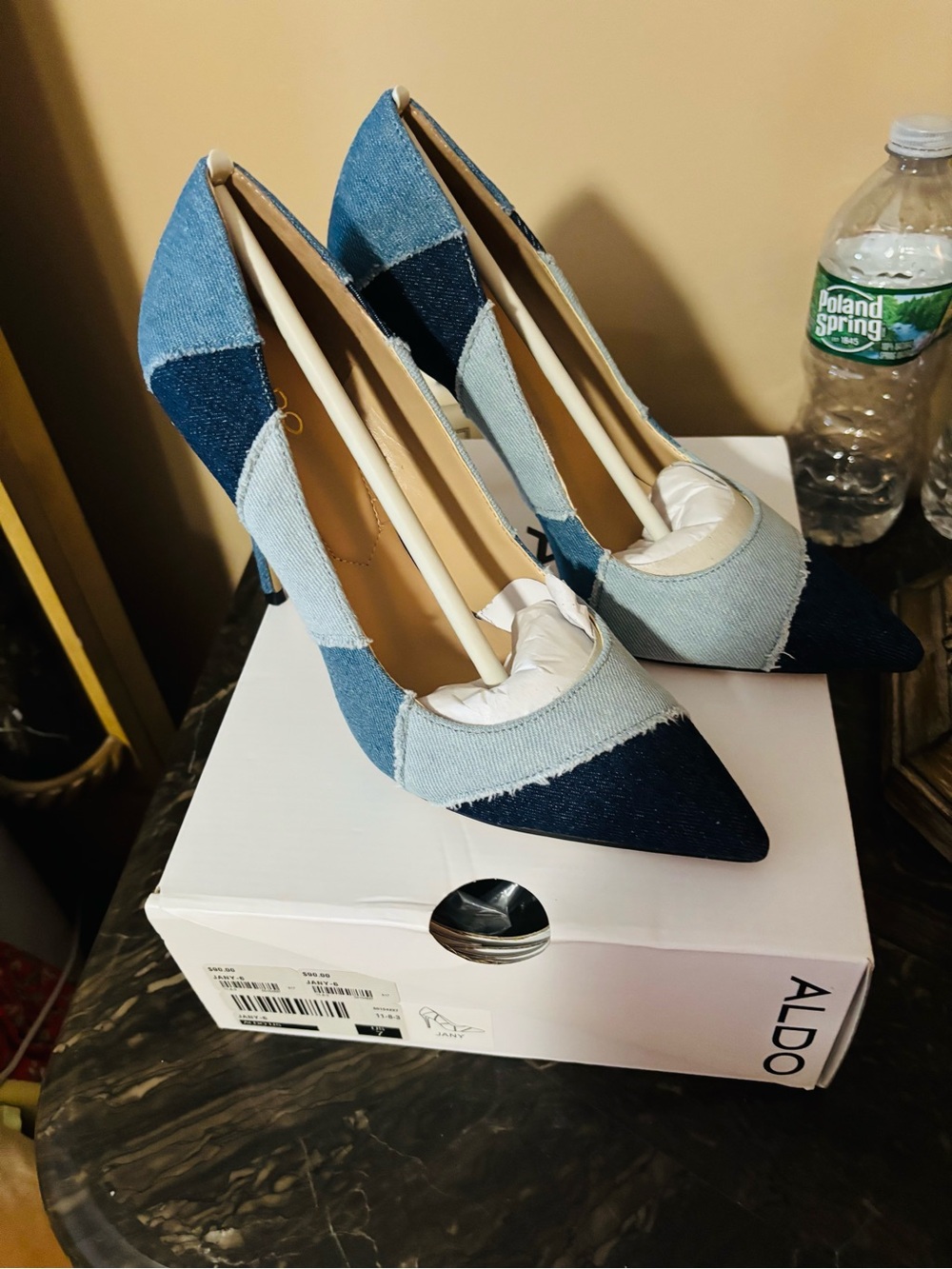 Next - ALDO Women's Two-Tone Denim Pointed Toe Pumps - Blue - Picture 2 of 4